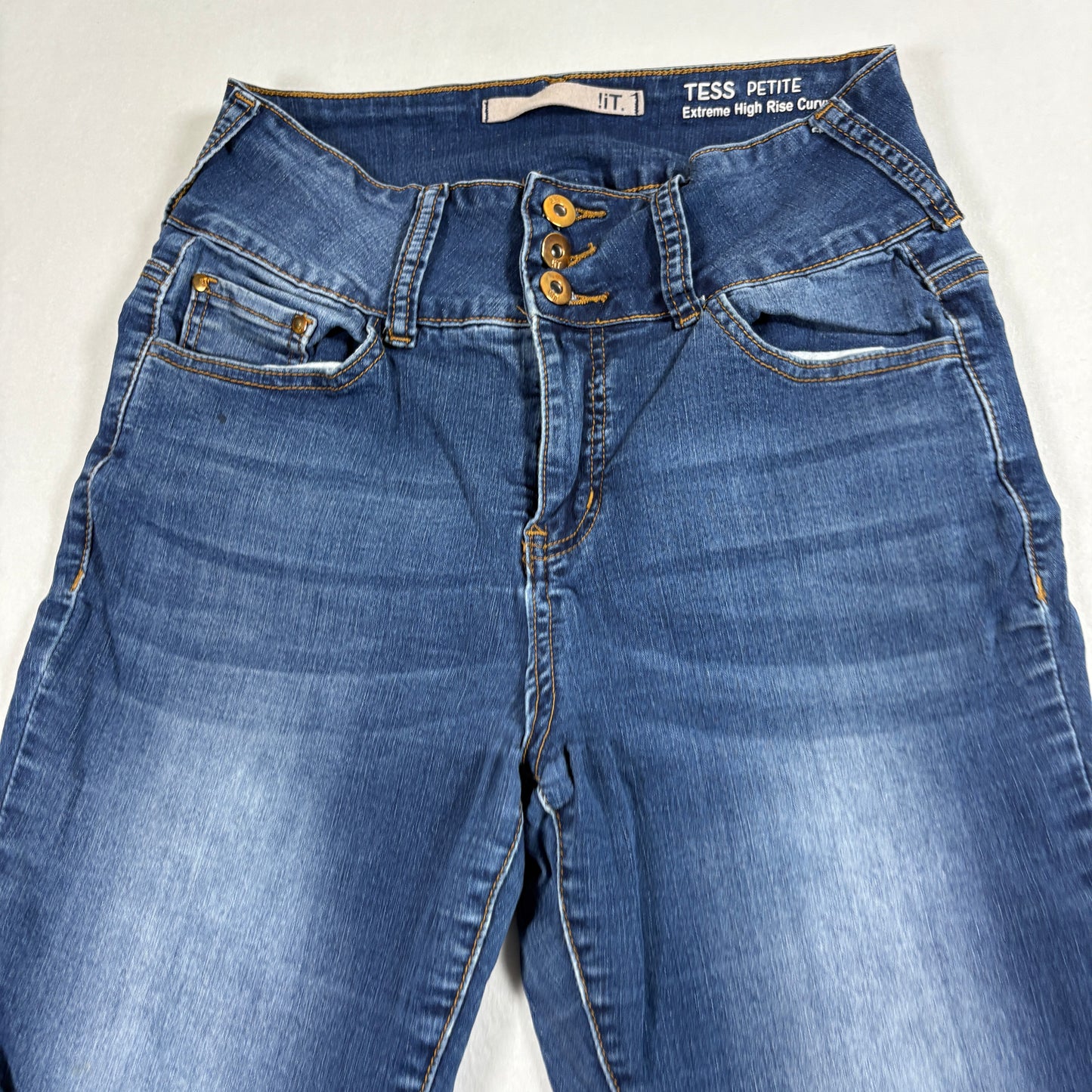 iT Womens Tess Petite Jeans 10P Blue High Rise Curvy Skinny Y2K Vintage Denim