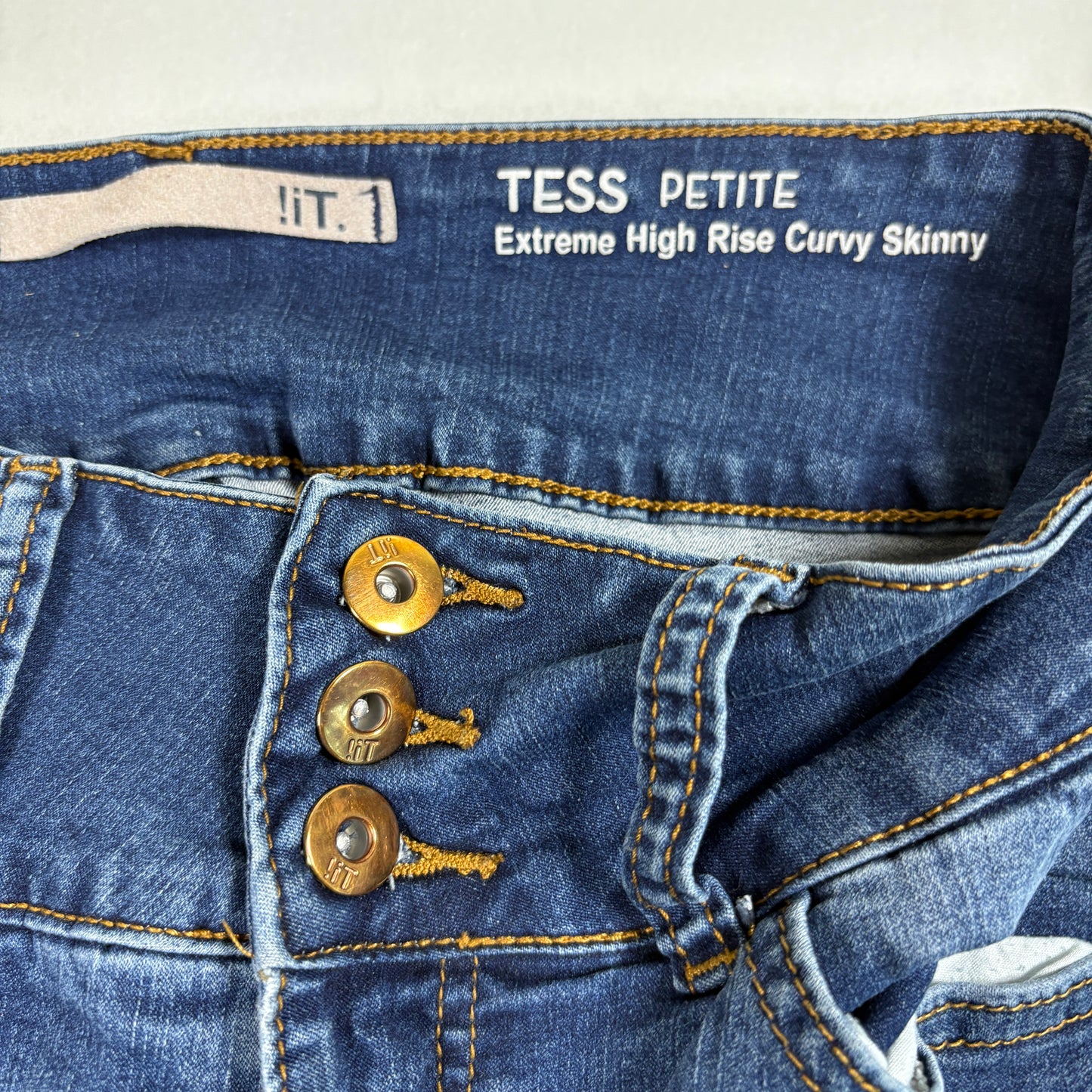 iT Womens Tess Petite Jeans 10P Blue High Rise Curvy Skinny Y2K Vintage Denim