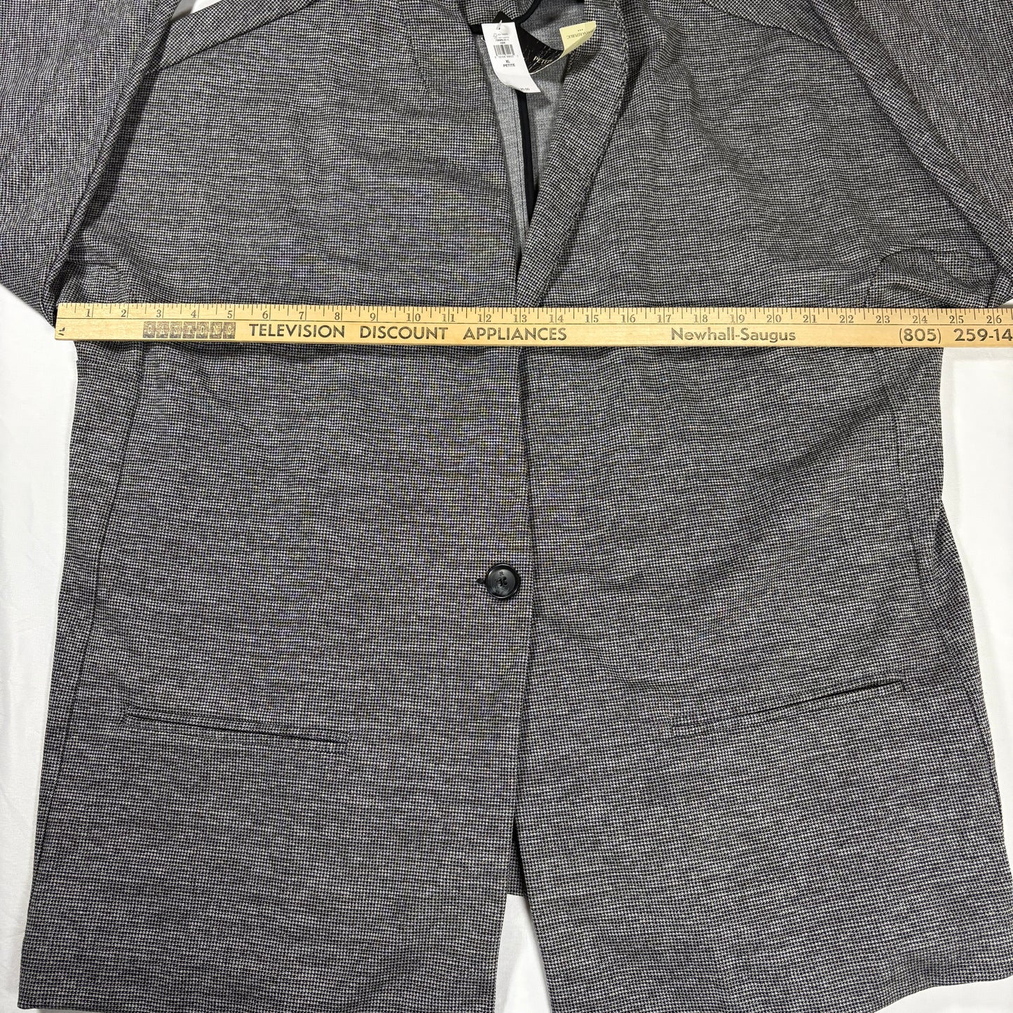 Banana Republic Women’s Blazer XL Petite Gray Houndstooth Open Front Jacket NWT