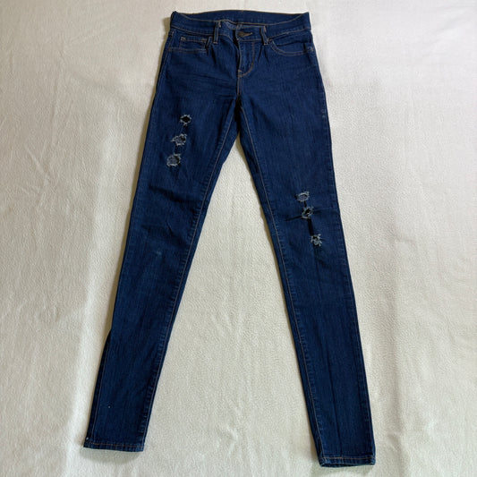 Levi’s 535 Super Skinny Jeans W25 L30 Distressed Women’s Fits Like 25X29 Stretch