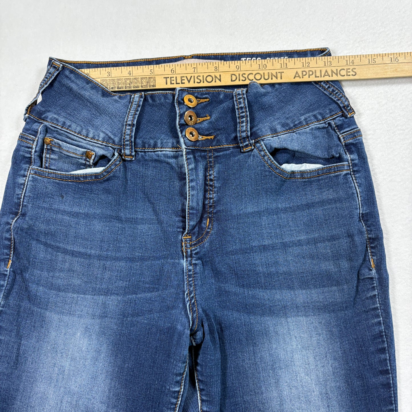 iT Womens Tess Petite Jeans 10P Blue High Rise Curvy Skinny Y2K Vintage Denim