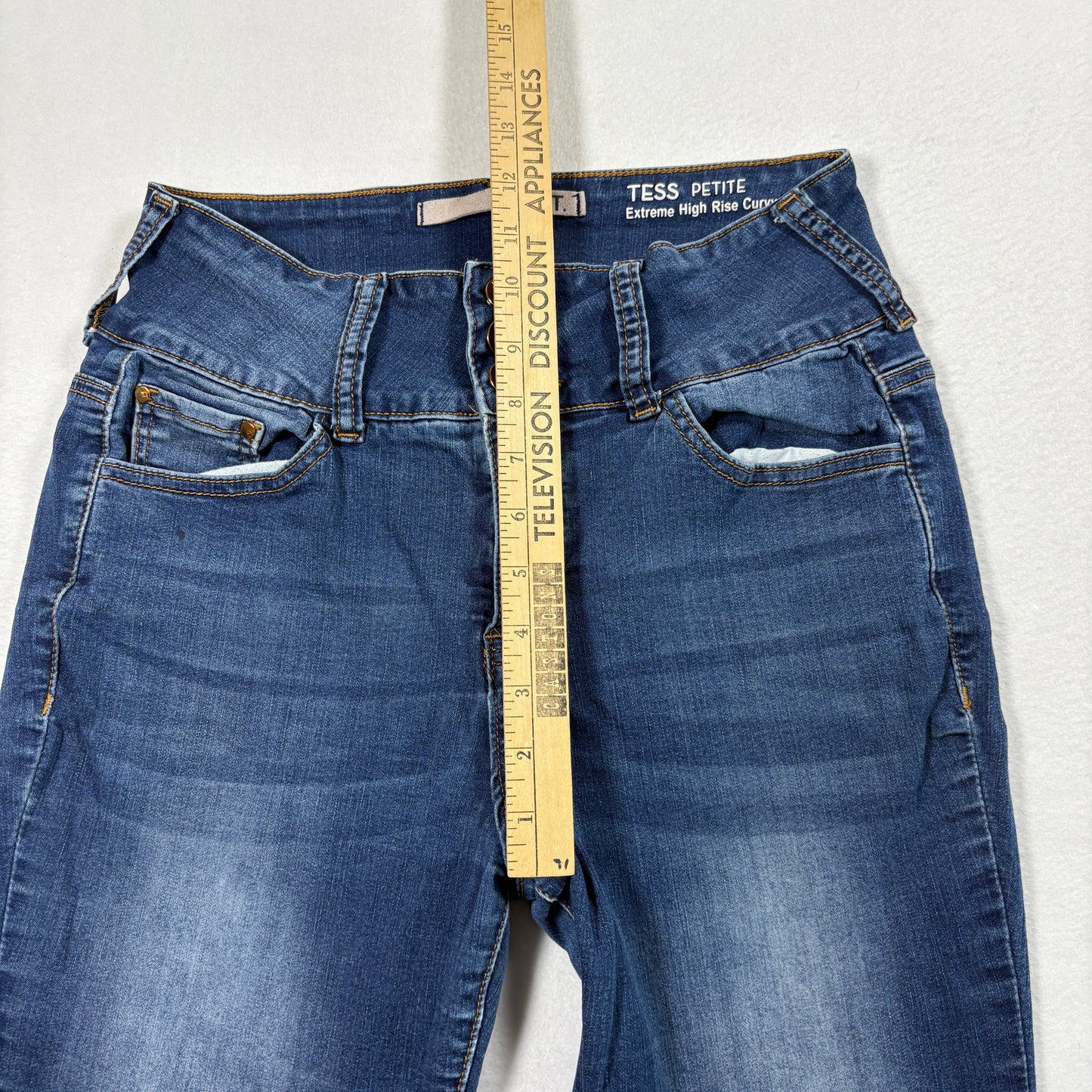 iT Womens Tess Petite Jeans 10P Blue High Rise Curvy Skinny Y2K Vintage Denim