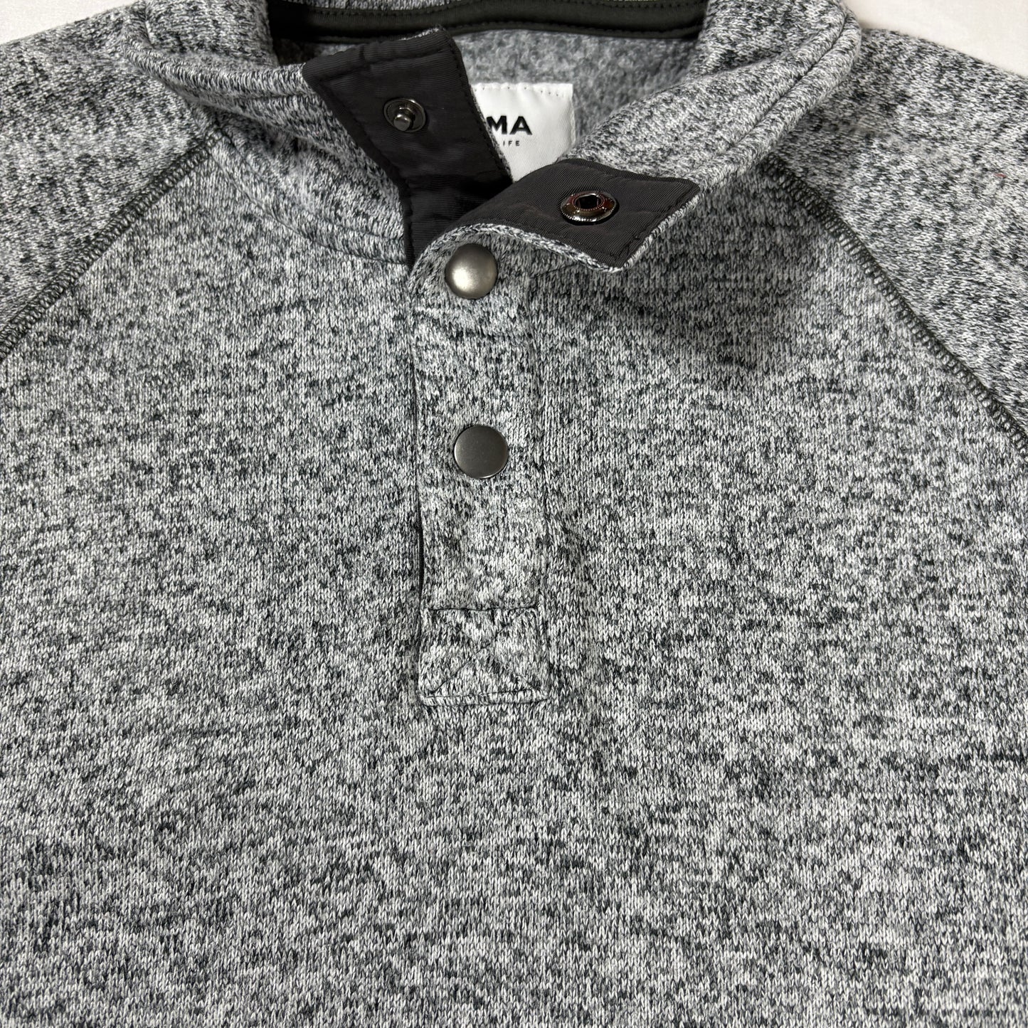 Sonoma Men’s Pullover L Gray Fleece Snap Button Mock Neck Sweater Casual Warm