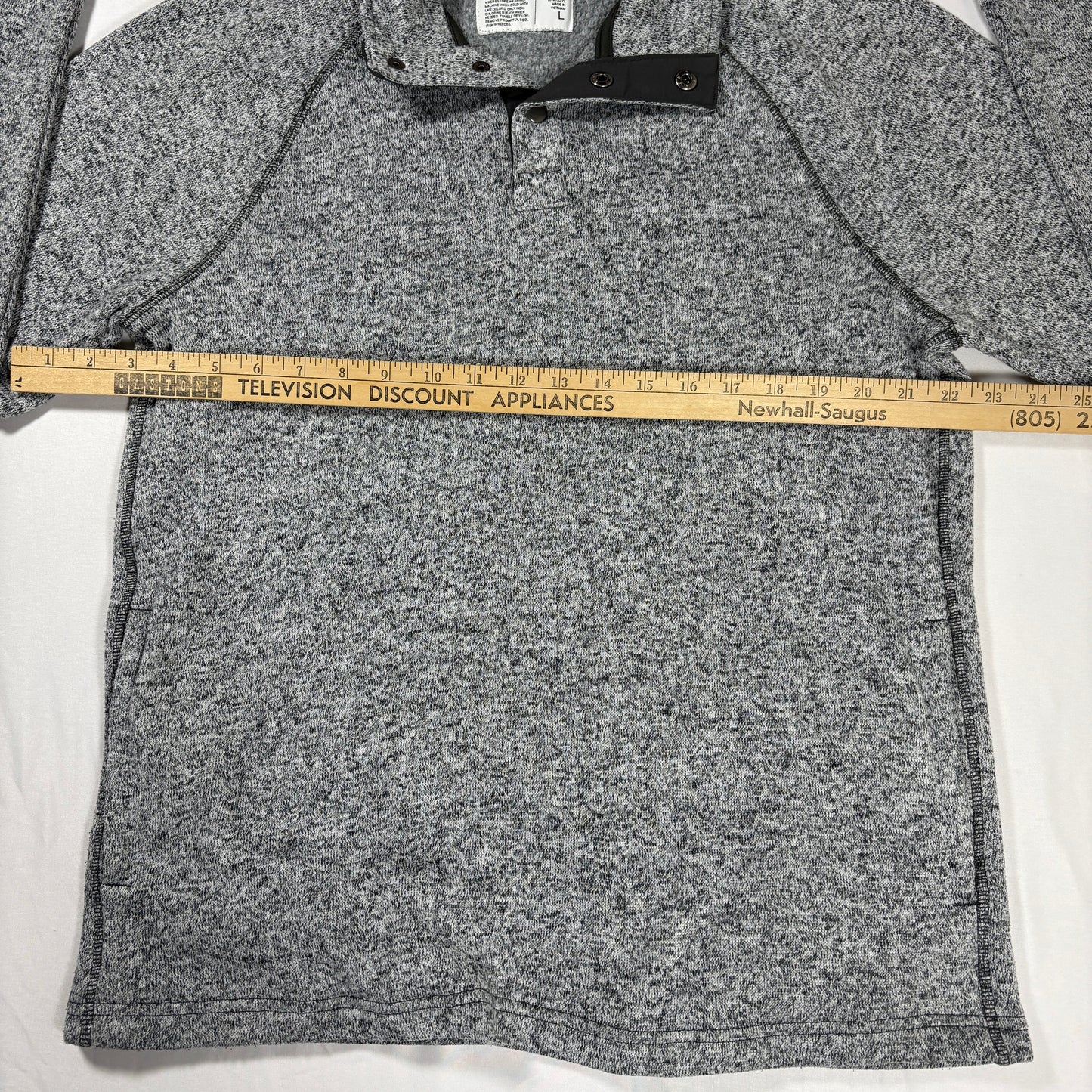 Sonoma Men’s Pullover L Gray Fleece Snap Button Mock Neck Sweater Casual Warm