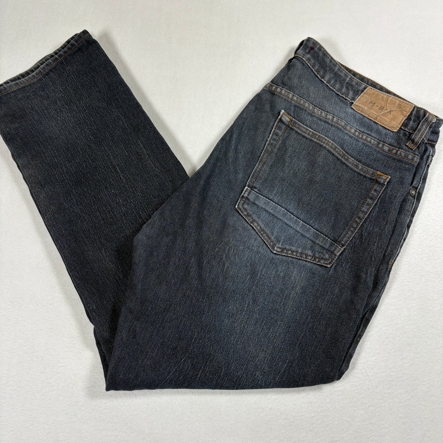 MBX Mens Slim Fit Jeans W36 L30 Dark Wash Denim Y2K 90s Grunge Straight