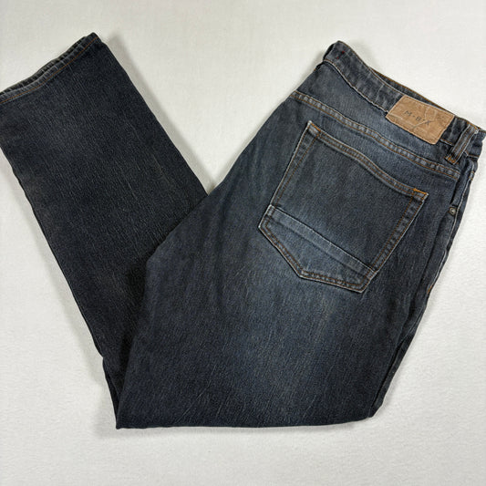 MBX Mens Slim Fit Jeans W36 L30 Dark Wash Denim Y2K 90s Grunge Straight