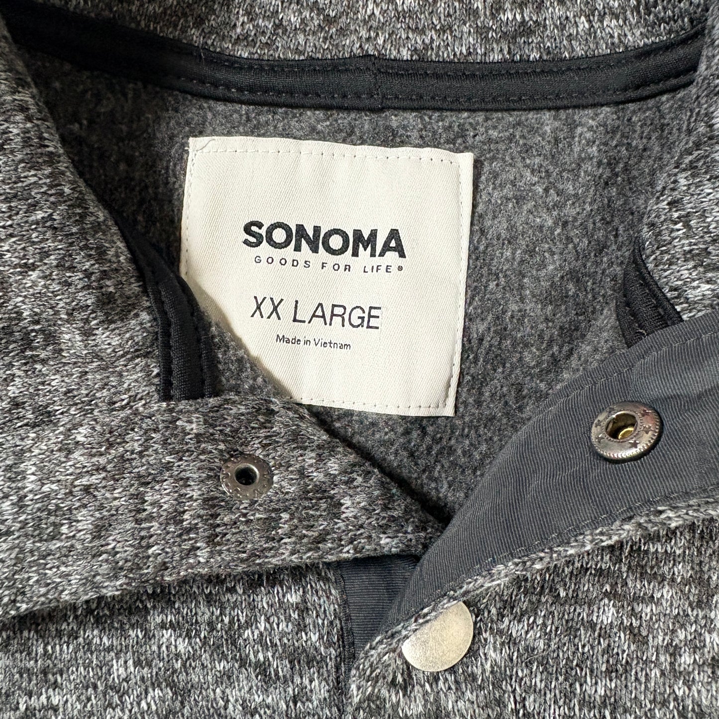 Sonoma Men’s Pullover 2XL Gray Green Fleece Snap Mock Neck Sweater Big Casual