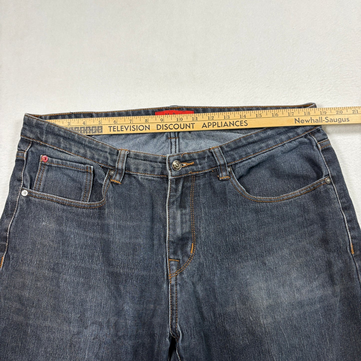 MBX Mens Slim Fit Jeans W36 L30 Dark Wash Denim Y2K 90s Grunge Straight