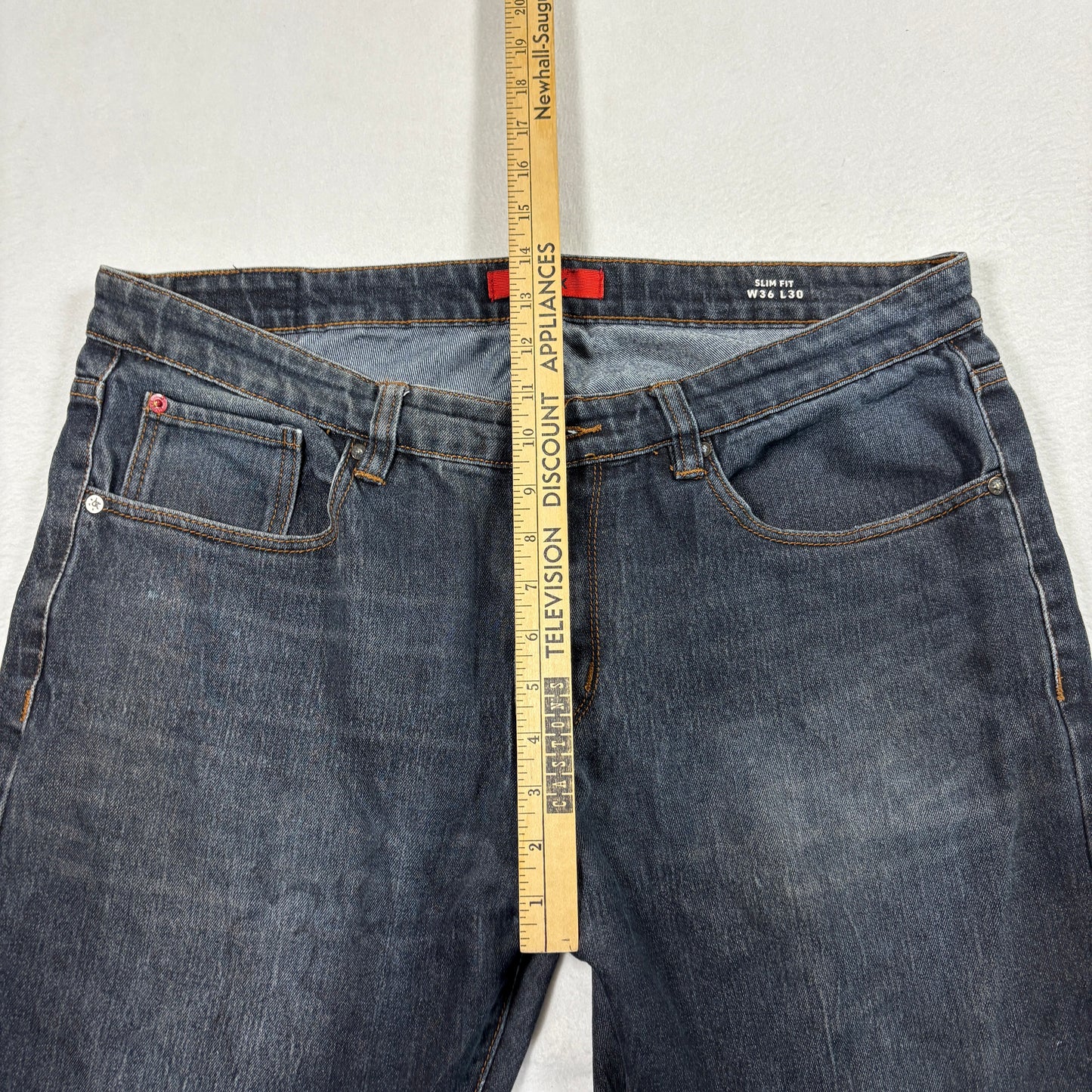 MBX Mens Slim Fit Jeans W36 L30 Dark Wash Denim Y2K 90s Grunge Straight