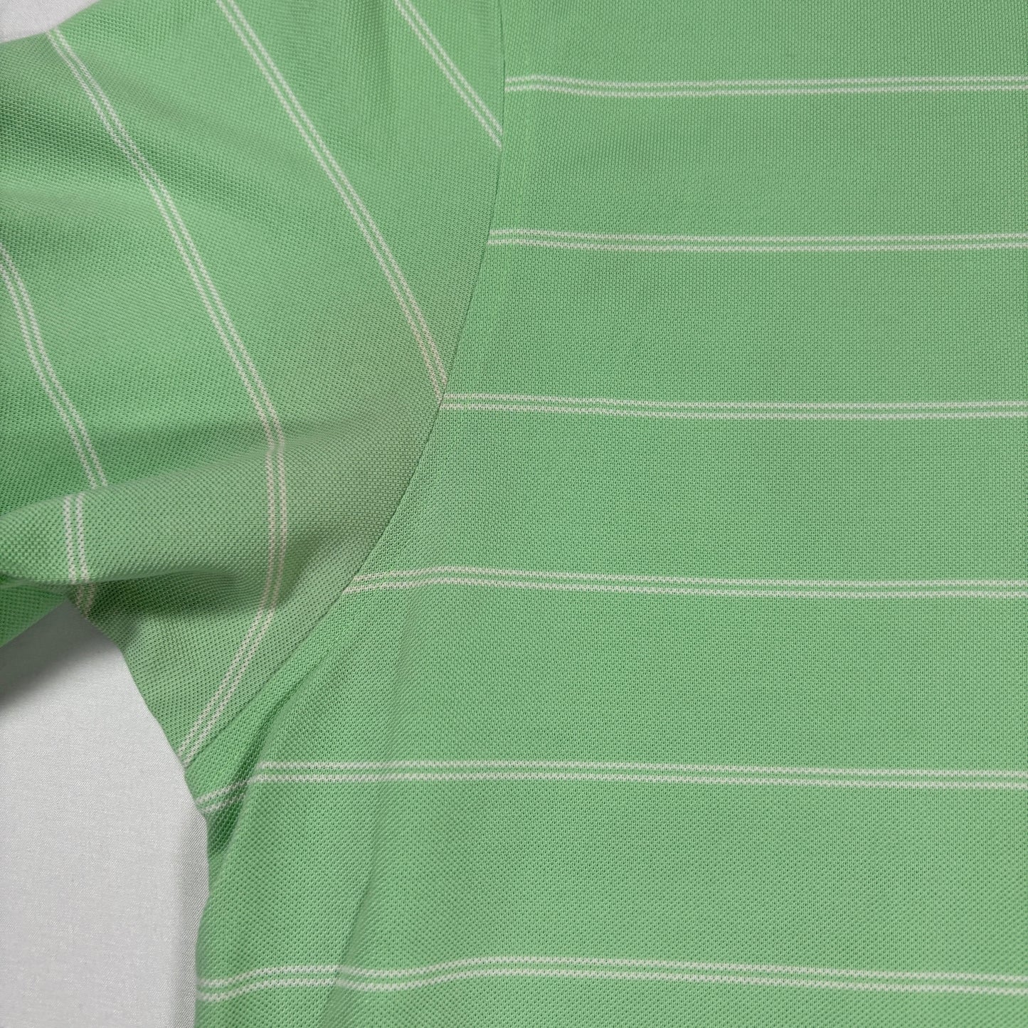 Roundtree & Yorke Gold Label Men’s XL Green Striped Polo Shirt 100% Cotton