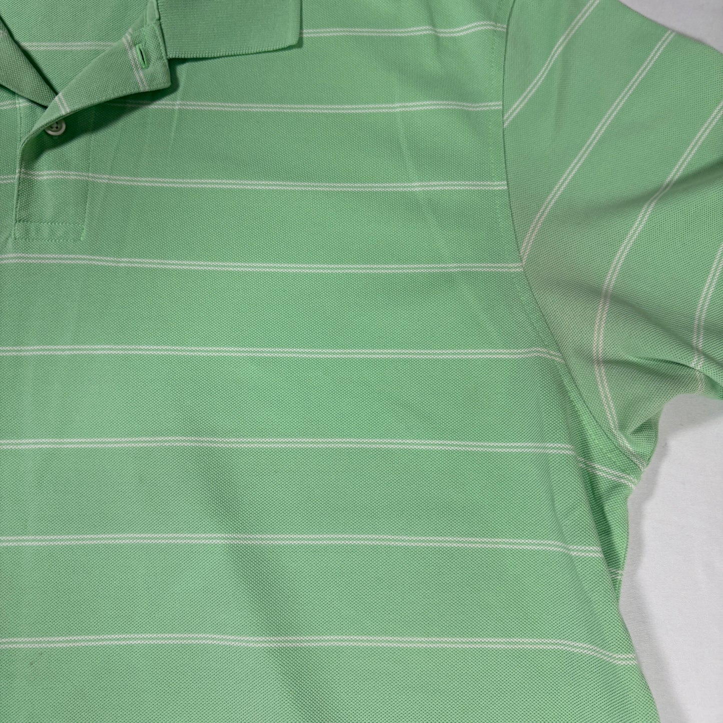 Roundtree & Yorke Gold Label Men’s XL Green Striped Polo Shirt 100% Cotton