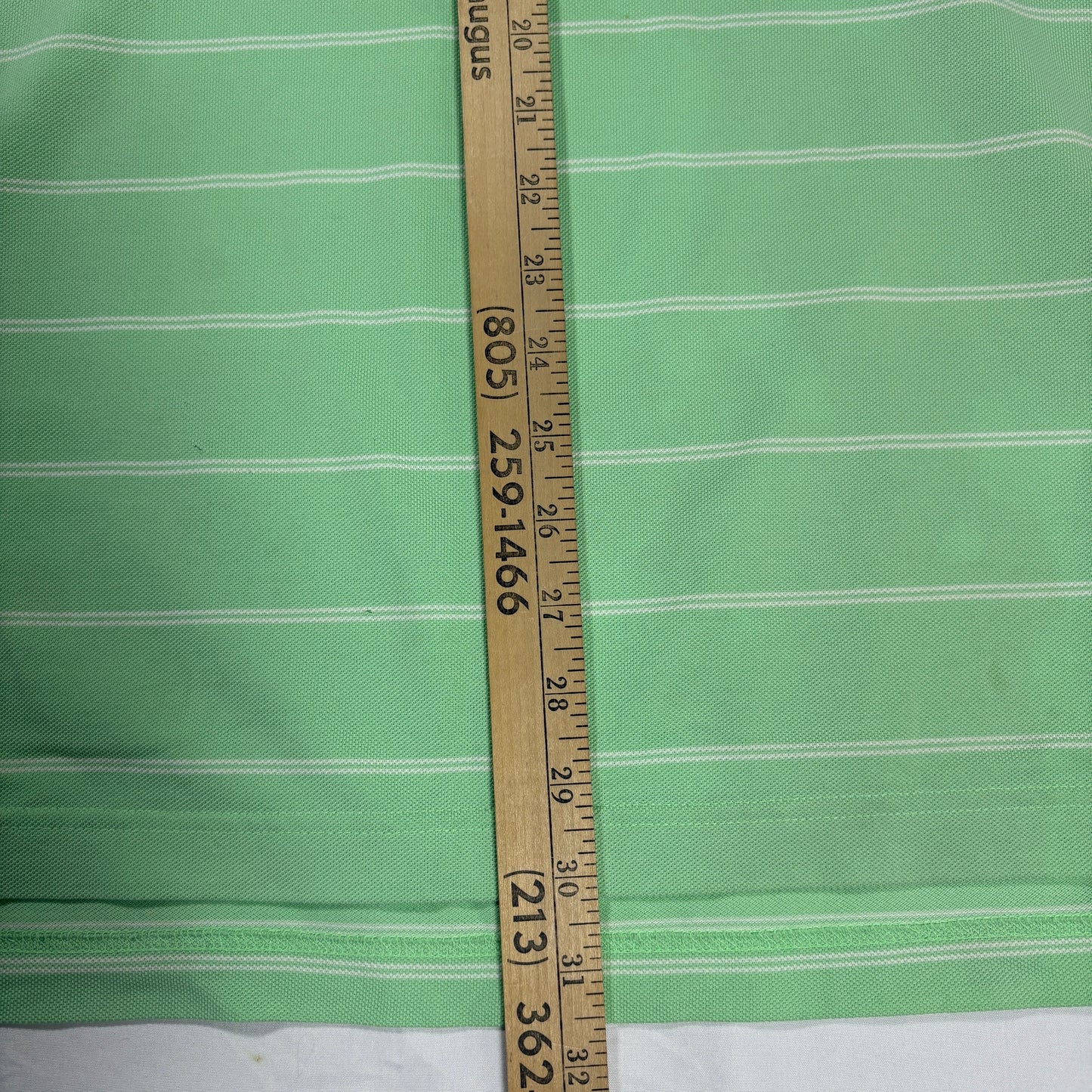 Roundtree & Yorke Gold Label Men’s XL Green Striped Polo Shirt 100% Cotton