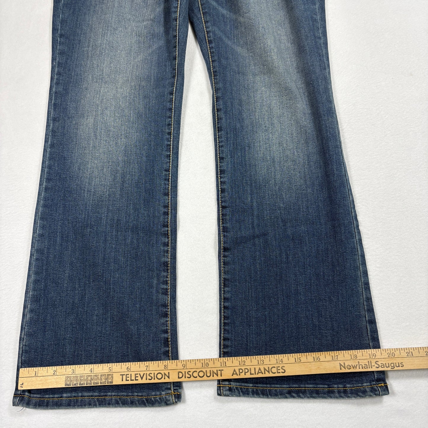 Mossimo Womens Bootcut Jeans Size 14/32 Blue Low Rise Y2K 90s Stretch Denim
