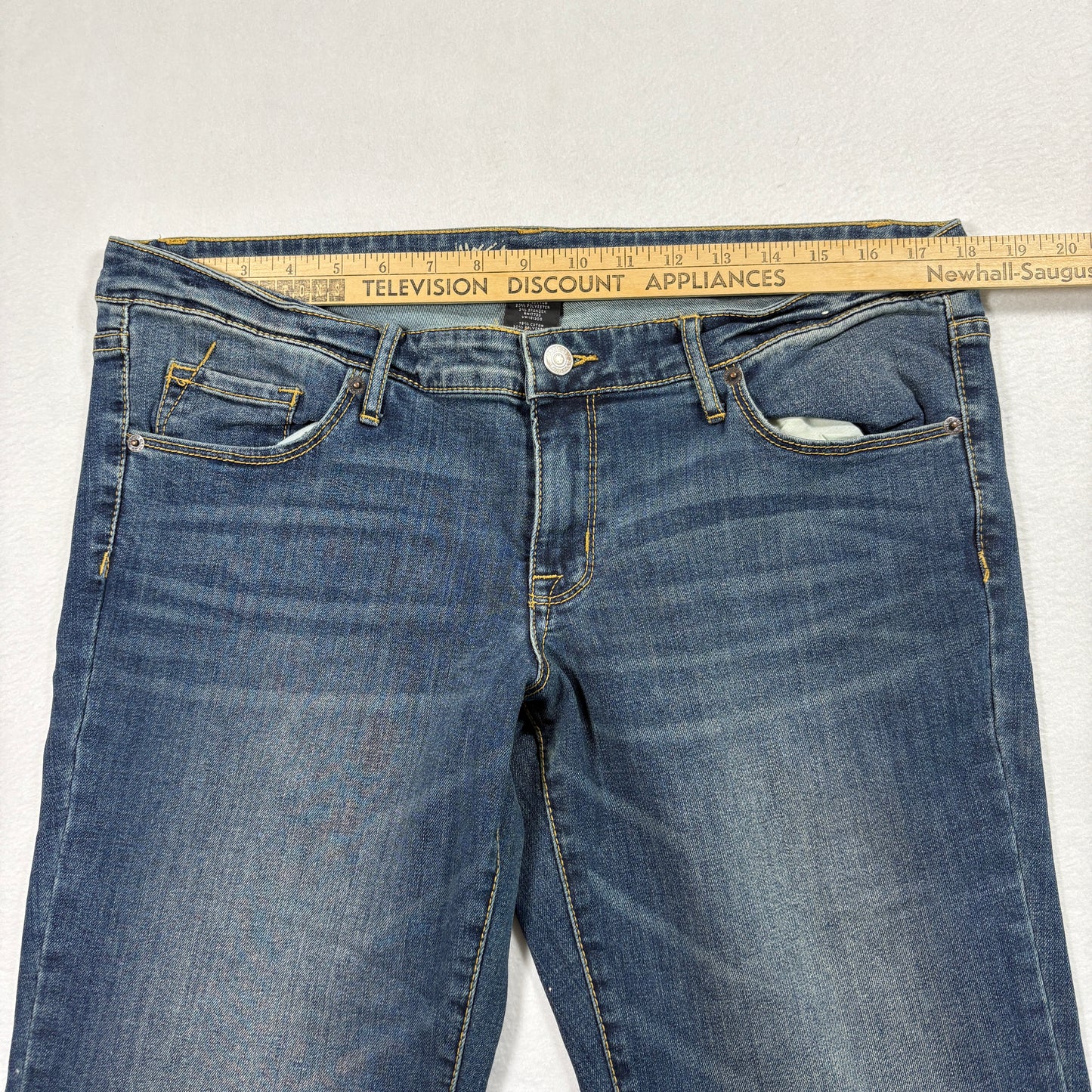 Mossimo Womens Bootcut Jeans Size 14/32 Blue Low Rise Y2K 90s Stretch Denim
