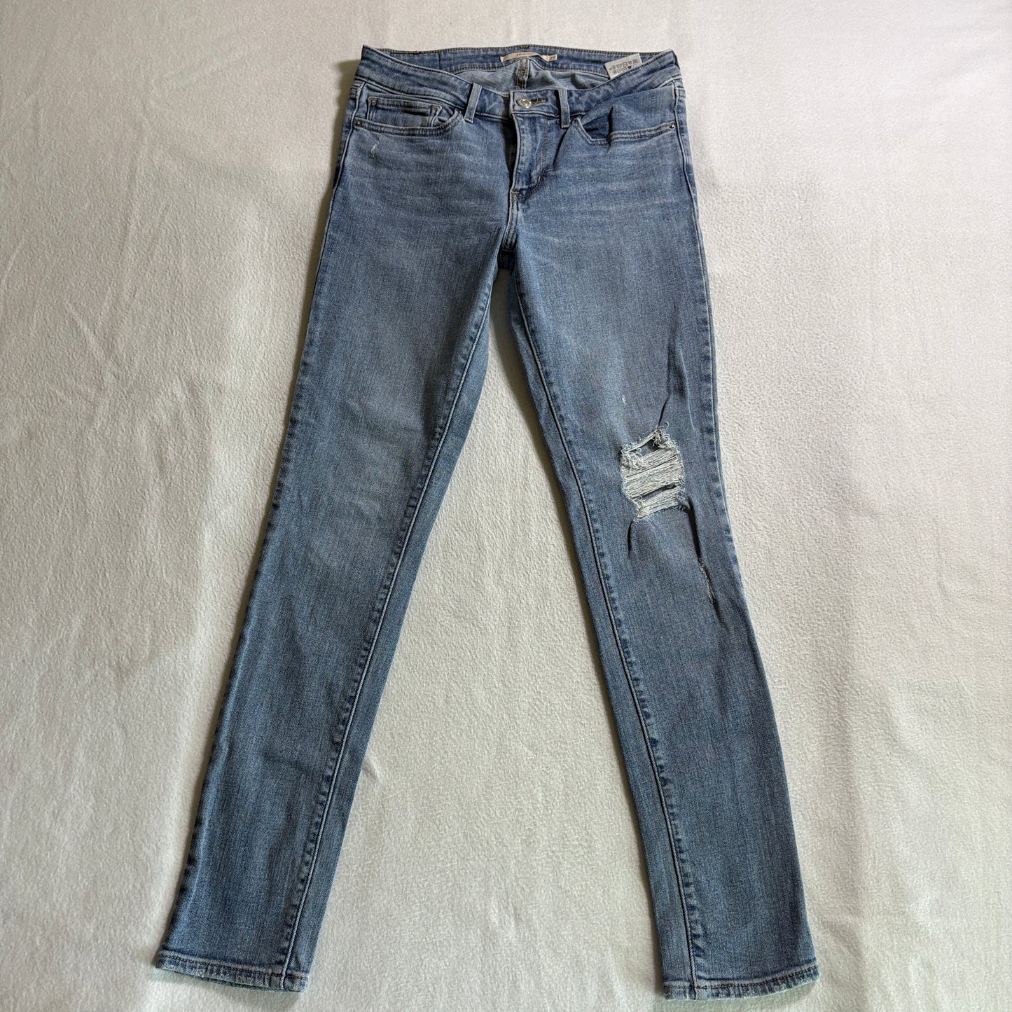 Levis 711 Skinny Distressed Jeans W27 L30 Tag 27 Fits Like 27X28 Blue Stretch