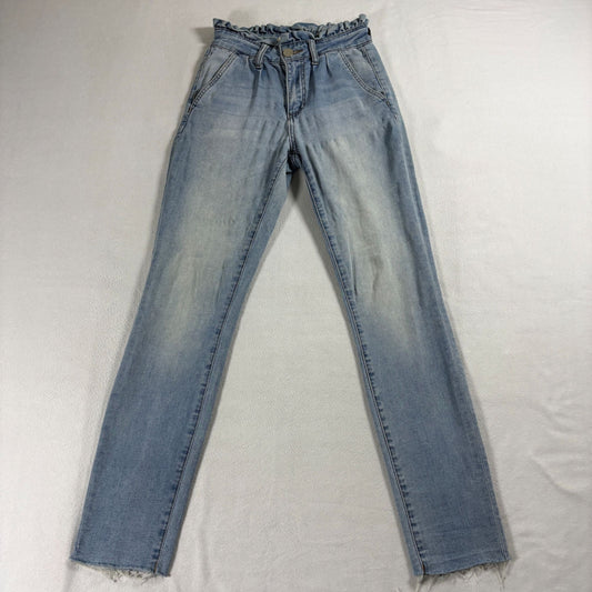 Ashley Mason Womens Size 1 High Rise Paperbag Waist Straight Leg Jeans Light
