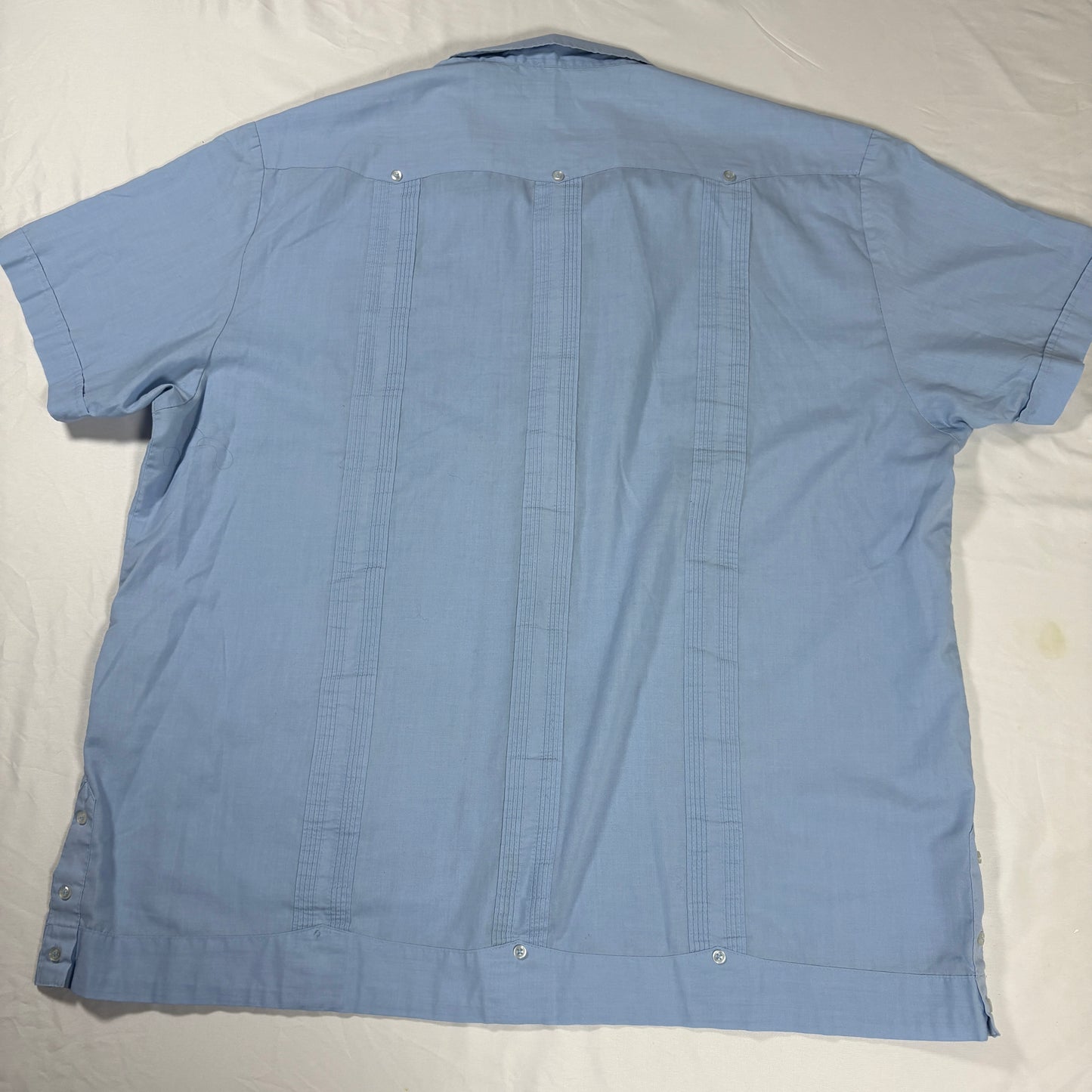 Havanera Co Men’s 2XL Blue Guayabera Embroidered Cuban Shirt Short Sleeve Casual
