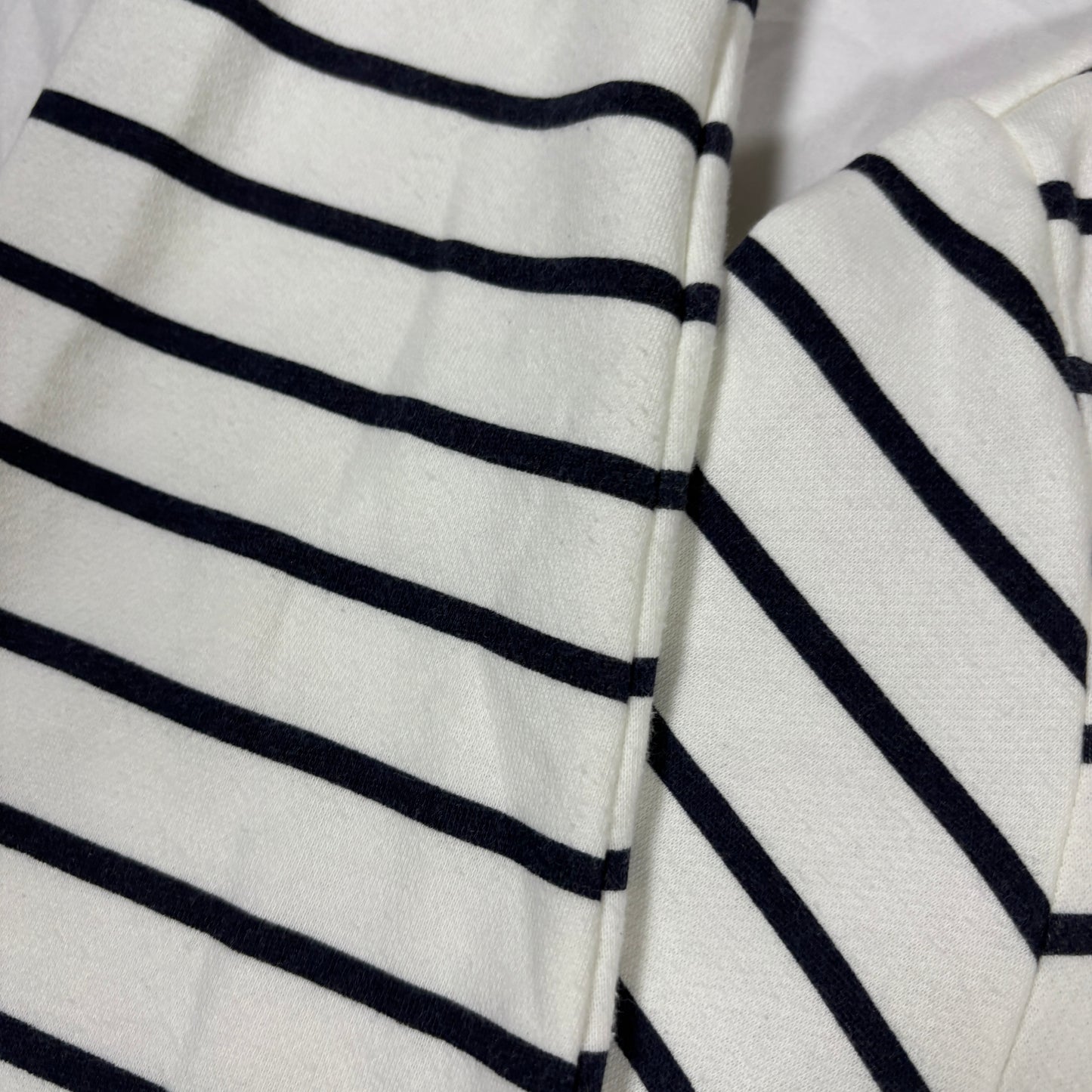 Nautica Men’s Large White Navy Striped Hoodie Pullover Sweatshirt Kangaroo Pocket