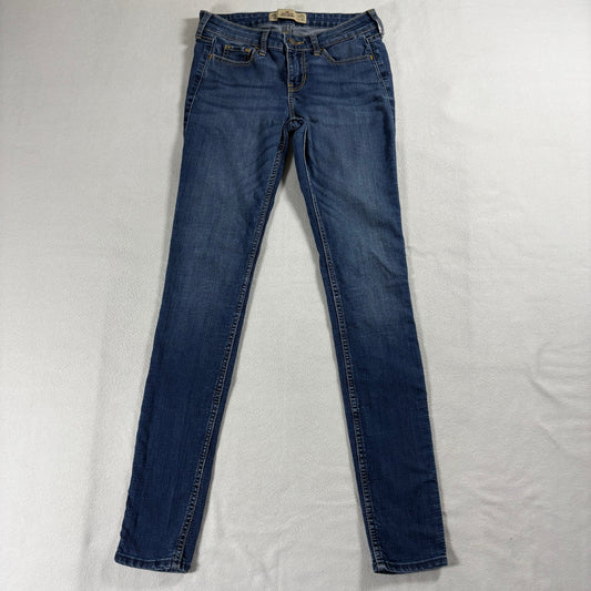 Hollister Super Skinny Womens W24 L31 Low Rise Medium Wash Stretch Jeans