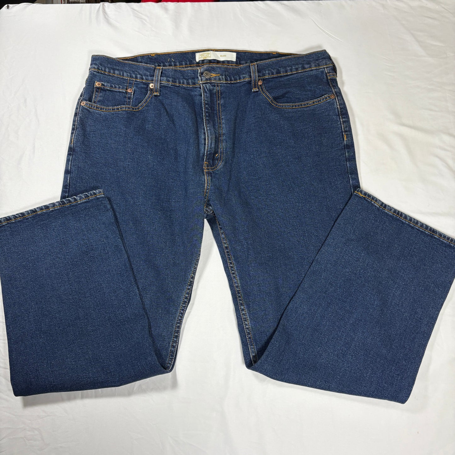 Levi Strauss Signature Men’s 42x30 Relaxed Fit Blue Denim Jeans Baggy Classic