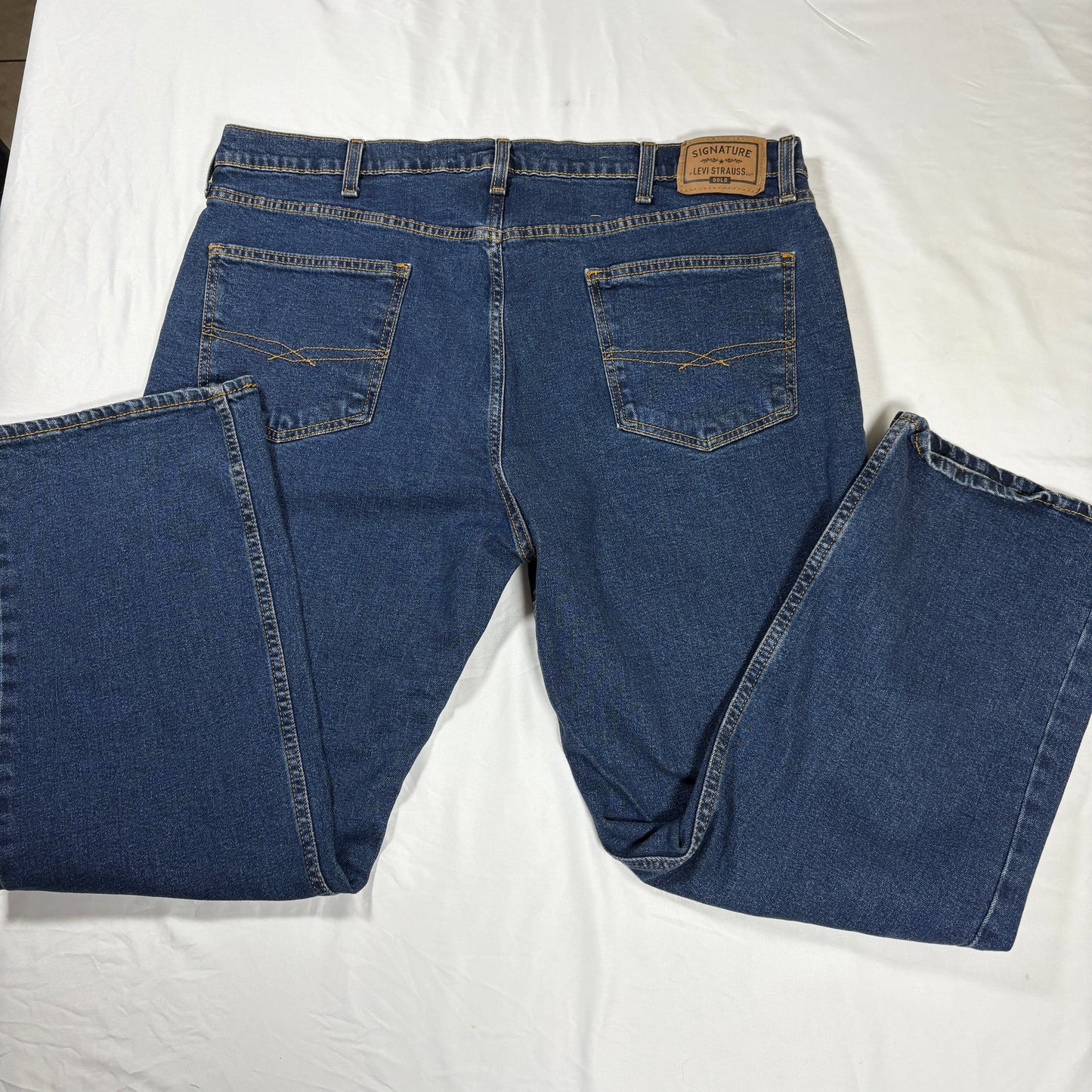 Levi Strauss Signature Men’s 42x30 Relaxed Fit Blue Denim Jeans Baggy Classic