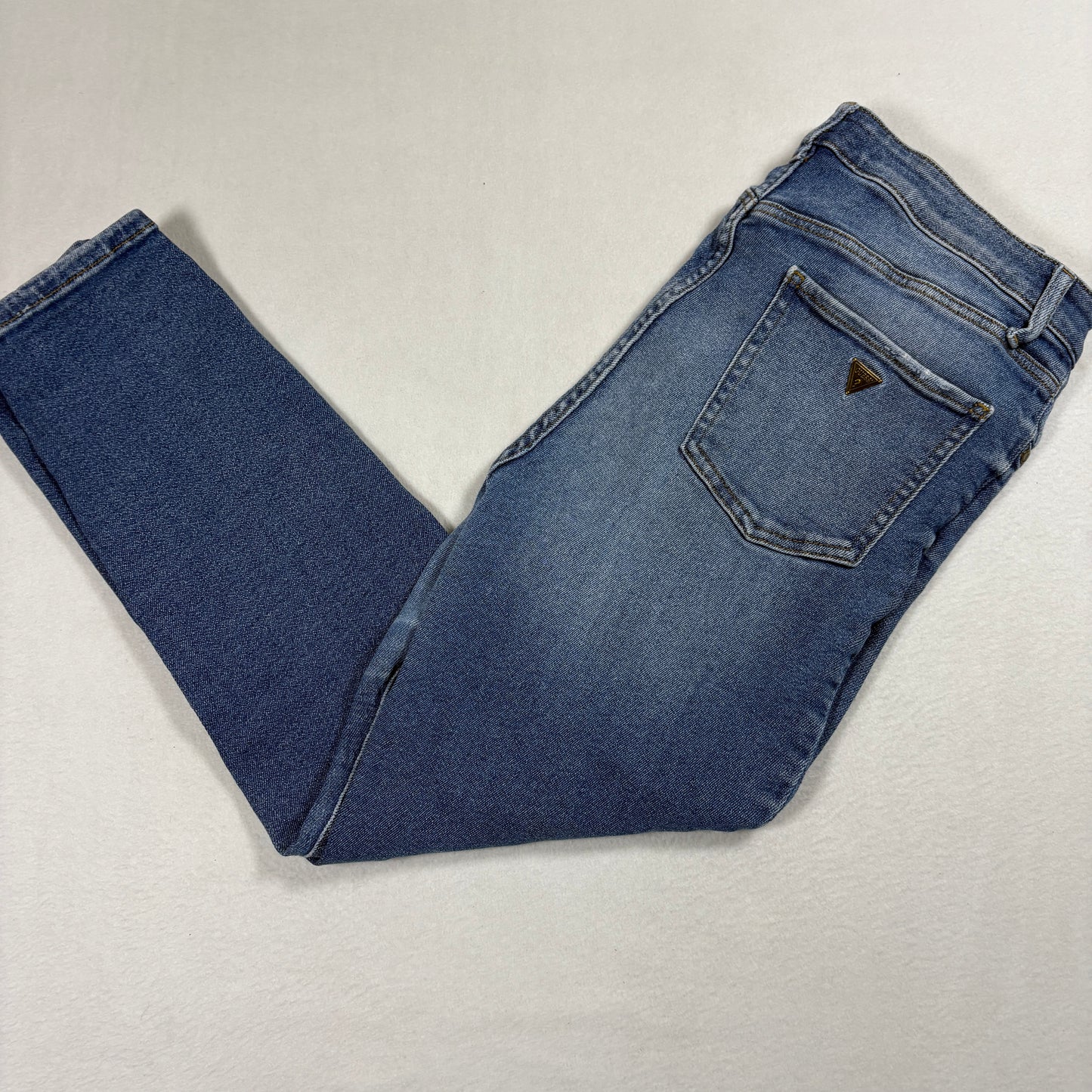 Guess Womens Distressed Skinny Jeans Blue Size 32 Ripped Denim Y2K Grunge