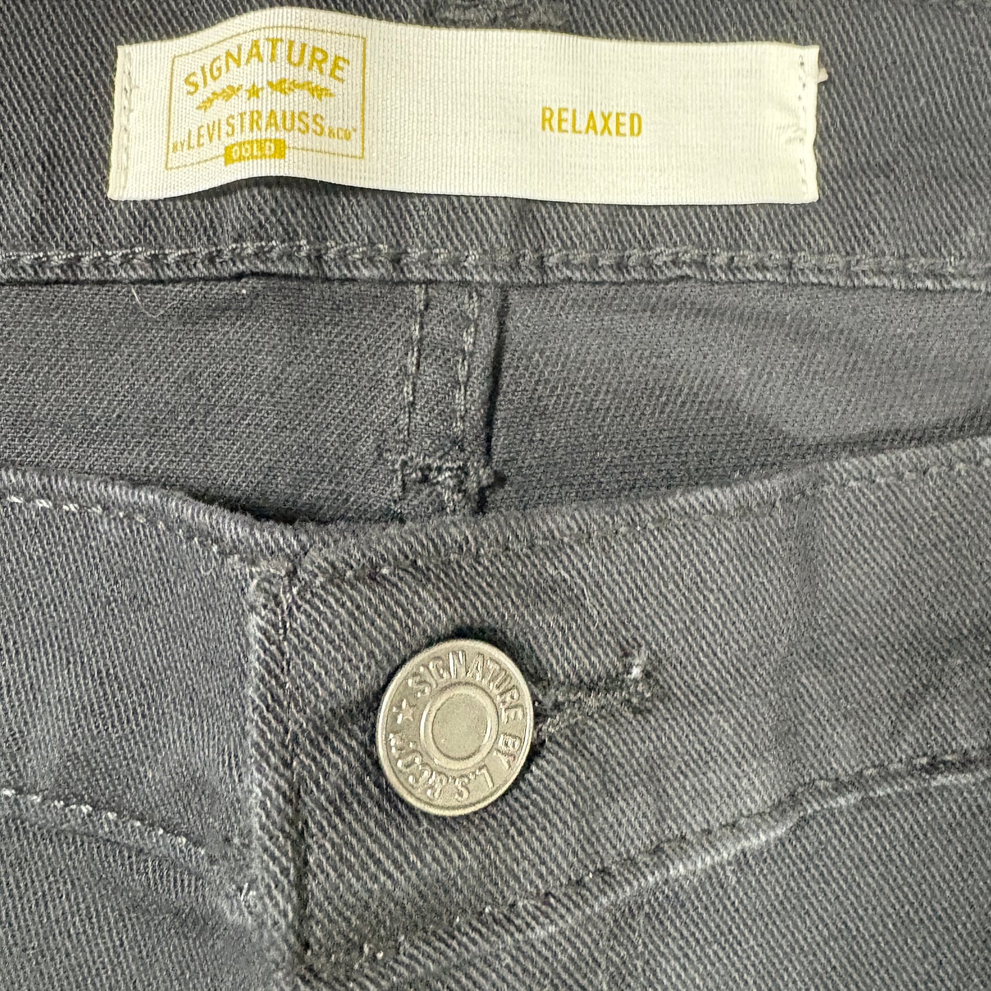 NWT Levi Strauss Signature Flex Men’s 42x30 Relaxed Fit Black Denim Jeans Baggy