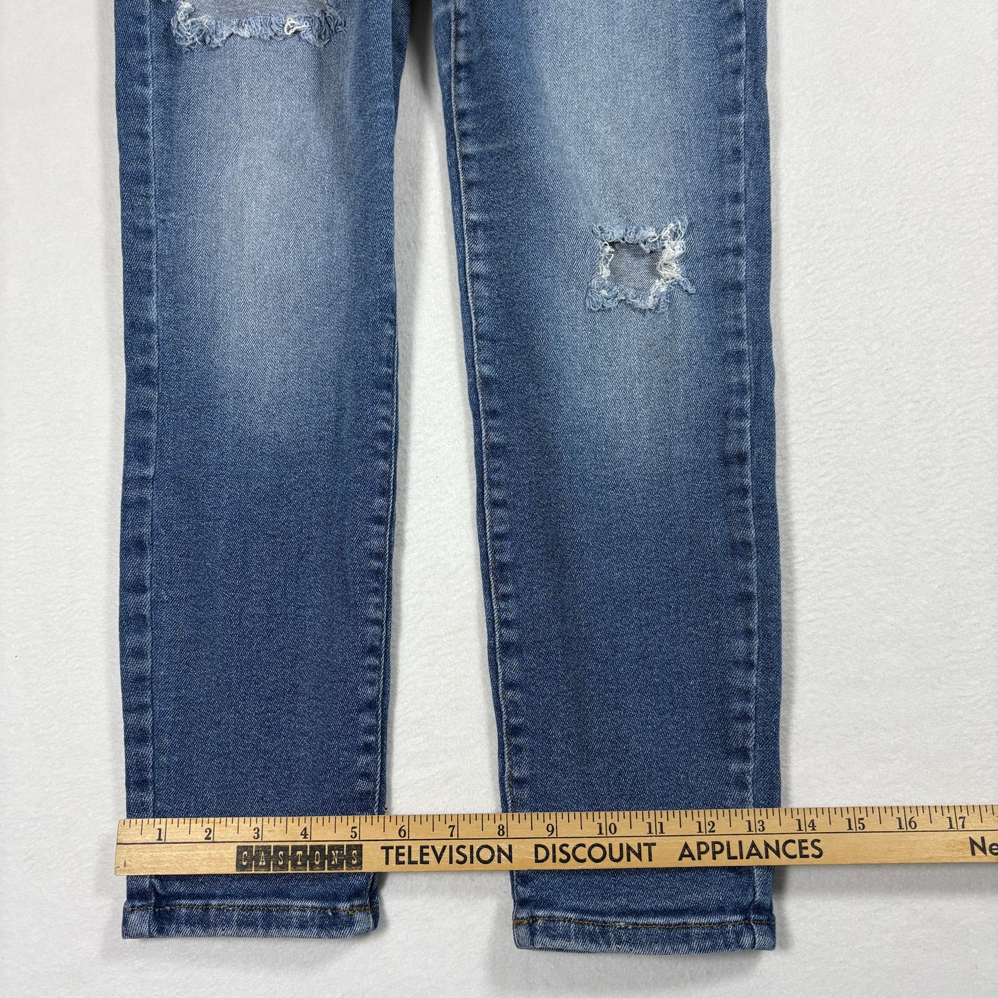 Guess Womens Distressed Skinny Jeans Blue Size 32 Ripped Denim Y2K Grunge