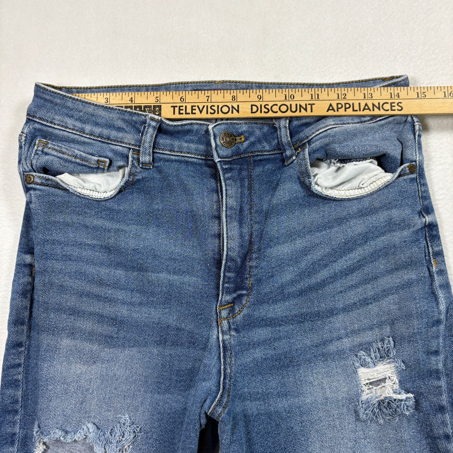 Guess Womens Distressed Skinny Jeans Blue Size 32 Ripped Denim Y2K Grunge