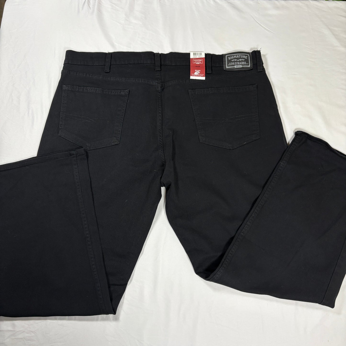 NWT Levi Strauss Signature Flex Men’s 42x30 Relaxed Fit Black Denim Jeans Baggy