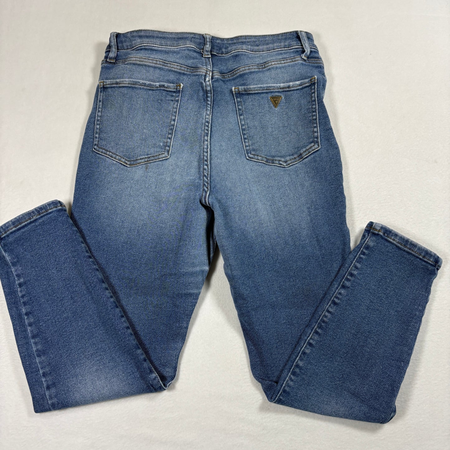 Guess Womens Distressed Skinny Jeans Blue Size 32 Ripped Denim Y2K Grunge