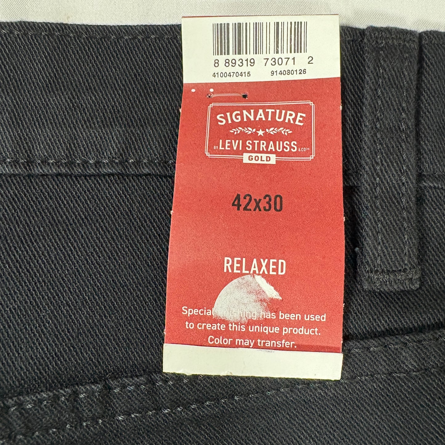 NWT Levi Strauss Signature Flex Men’s 42x30 Relaxed Fit Black Denim Jeans Baggy