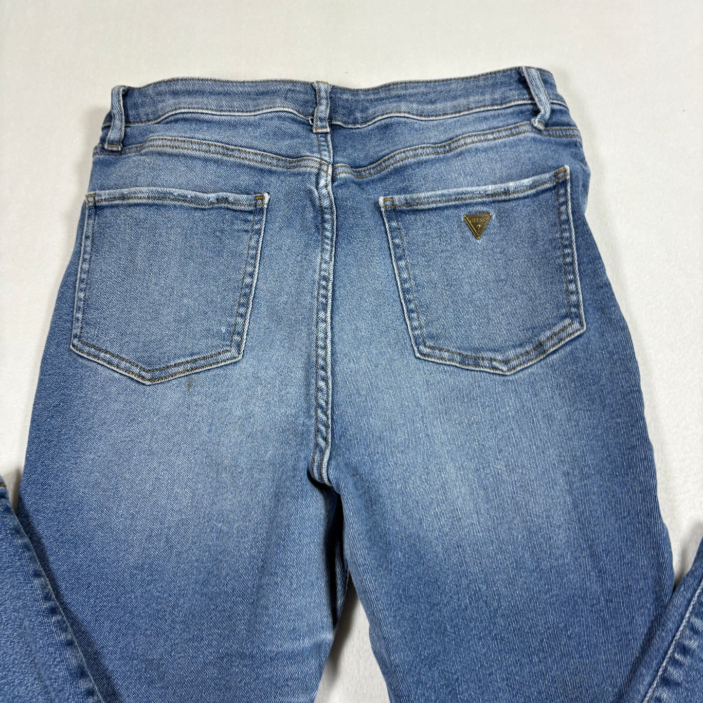 Guess Womens Distressed Skinny Jeans Blue Size 32 Ripped Denim Y2K Grunge