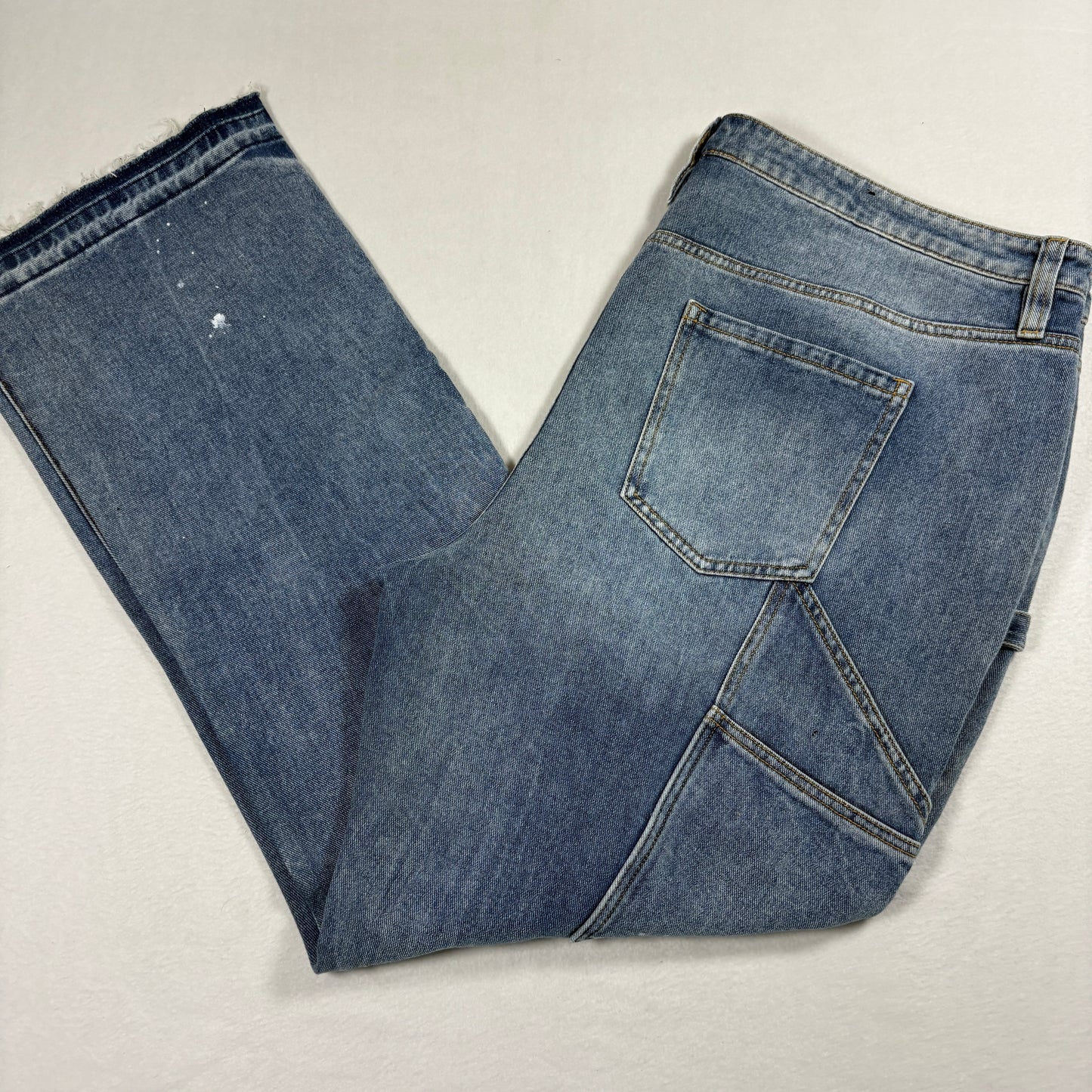 Nova Men Mens Jeans Size 42 Blue Paint Splatter Distressed Y2K Grunge Baggy