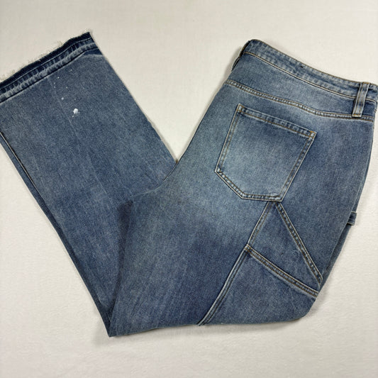 Nova Men Mens Jeans Size 42 Blue Paint Splatter Distressed Y2K Grunge Baggy