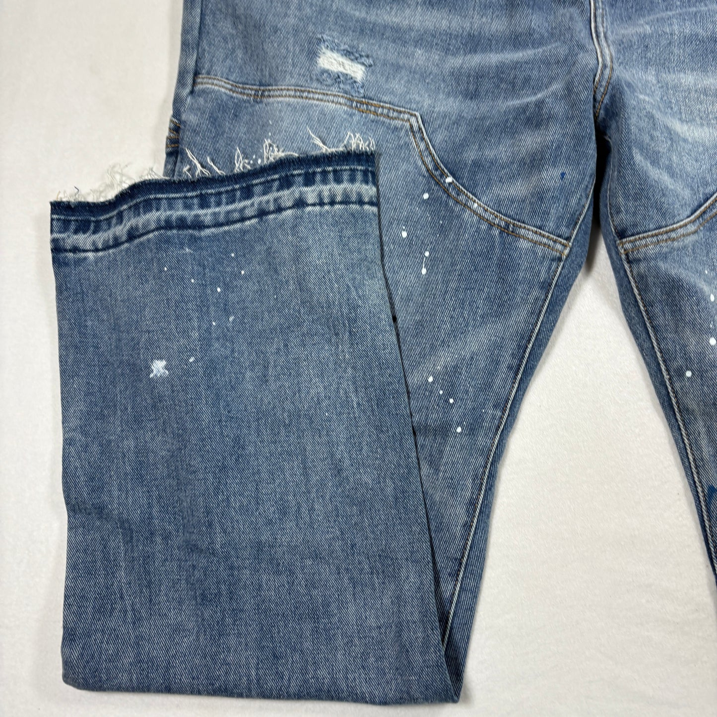 Nova Men Mens Jeans Size 42 Blue Paint Splatter Distressed Y2K Grunge Baggy