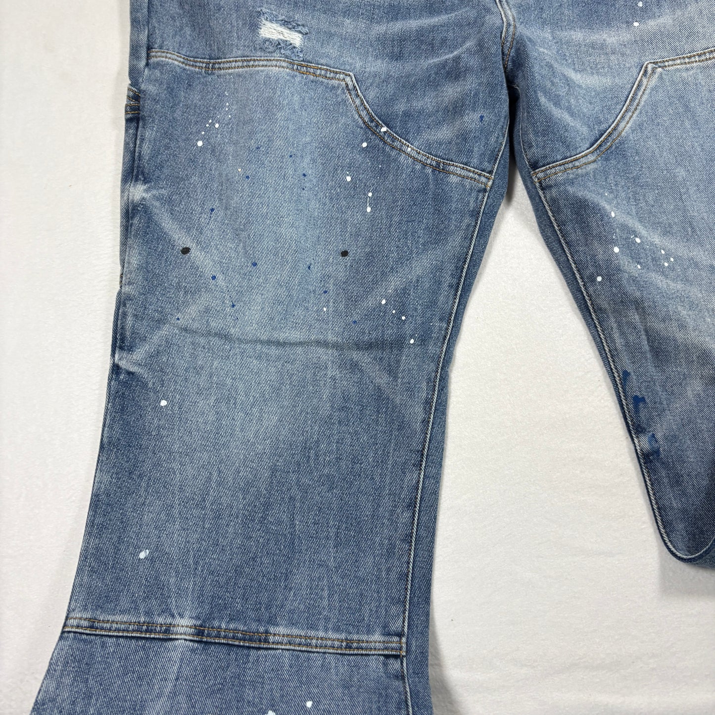 Nova Men Mens Jeans Size 42 Blue Paint Splatter Distressed Y2K Grunge Baggy