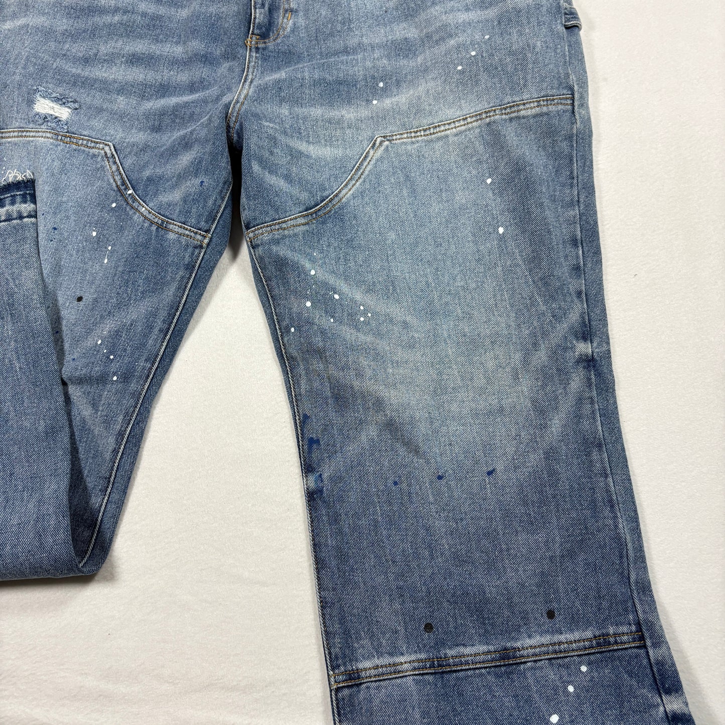 Nova Men Mens Jeans Size 42 Blue Paint Splatter Distressed Y2K Grunge Baggy