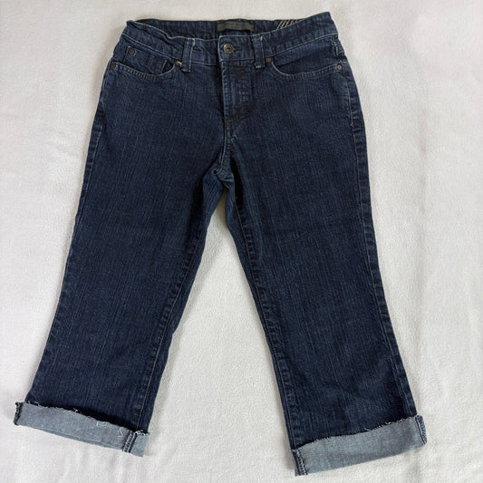 Nine West Jeans Women’s Capri Cuffed Dark Wash Stretch Denim Size 4