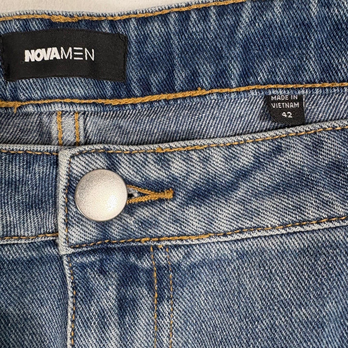 Nova Men Mens Jeans Size 42 Blue Paint Splatter Distressed Y2K Grunge Baggy