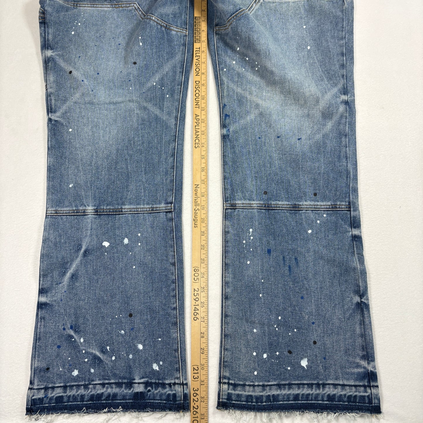 Nova Men Mens Jeans Size 42 Blue Paint Splatter Distressed Y2K Grunge Baggy