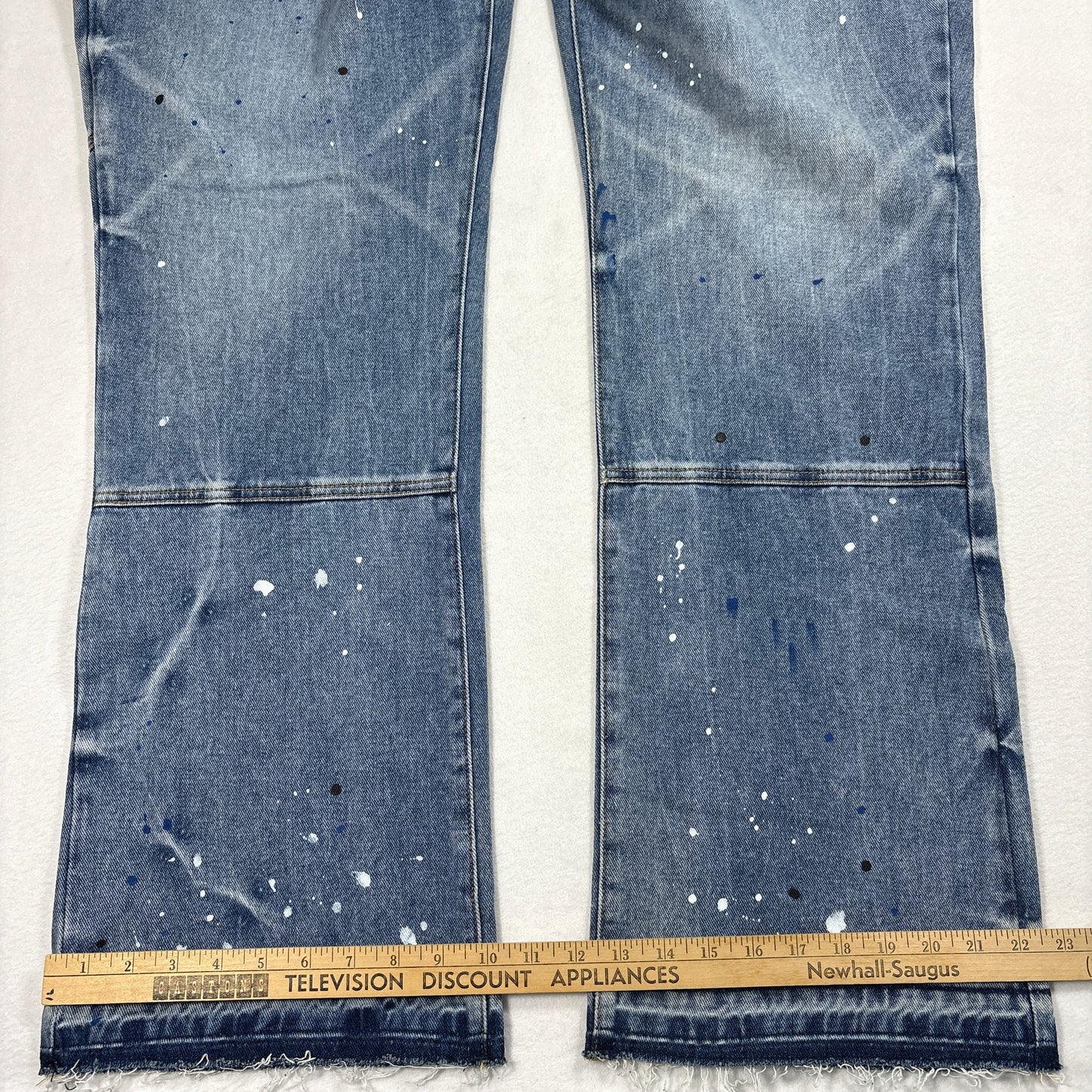 Nova Men Mens Jeans Size 42 Blue Paint Splatter Distressed Y2K Grunge Baggy