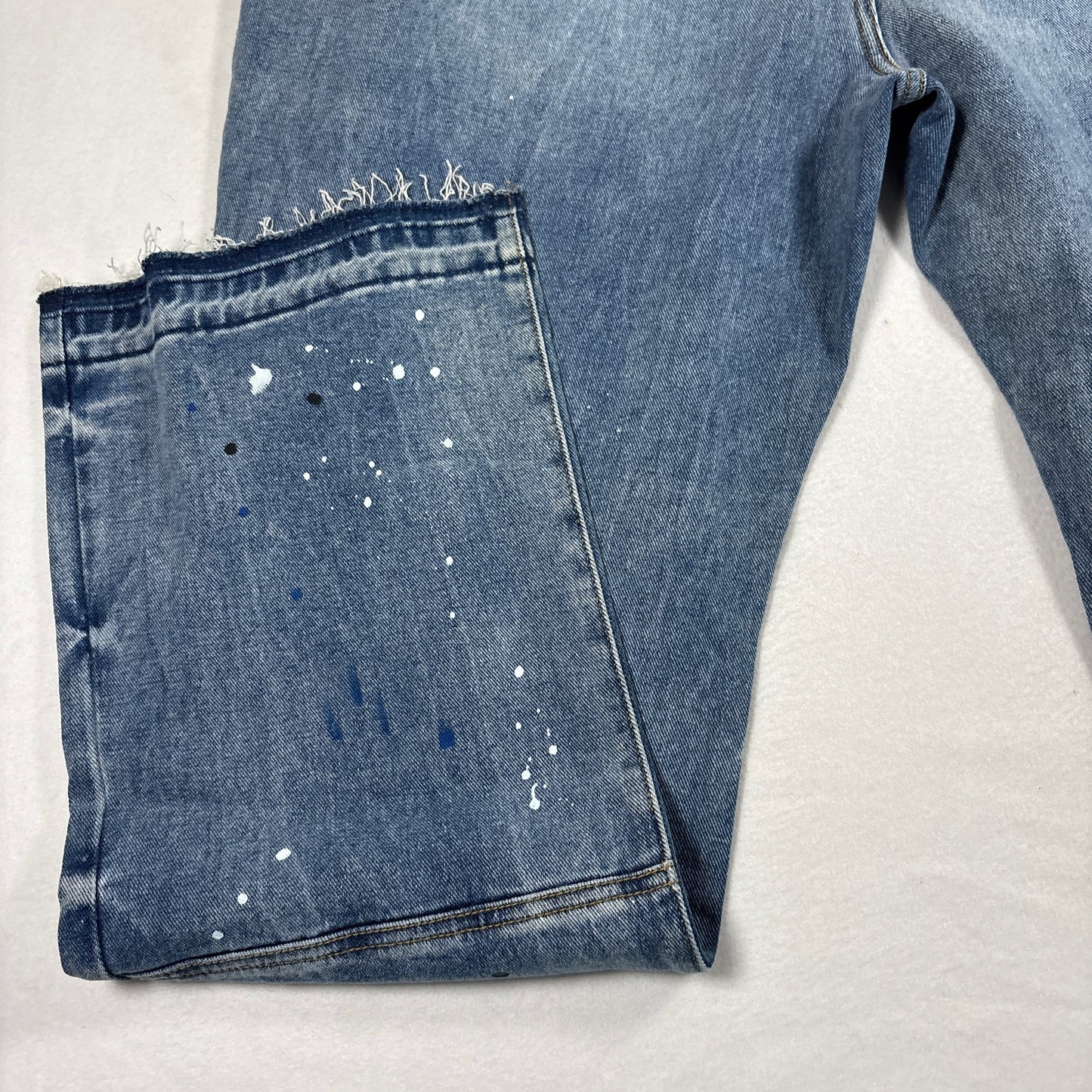 Nova Men Mens Jeans Size 42 Blue Paint Splatter Distressed Y2K Grunge Baggy