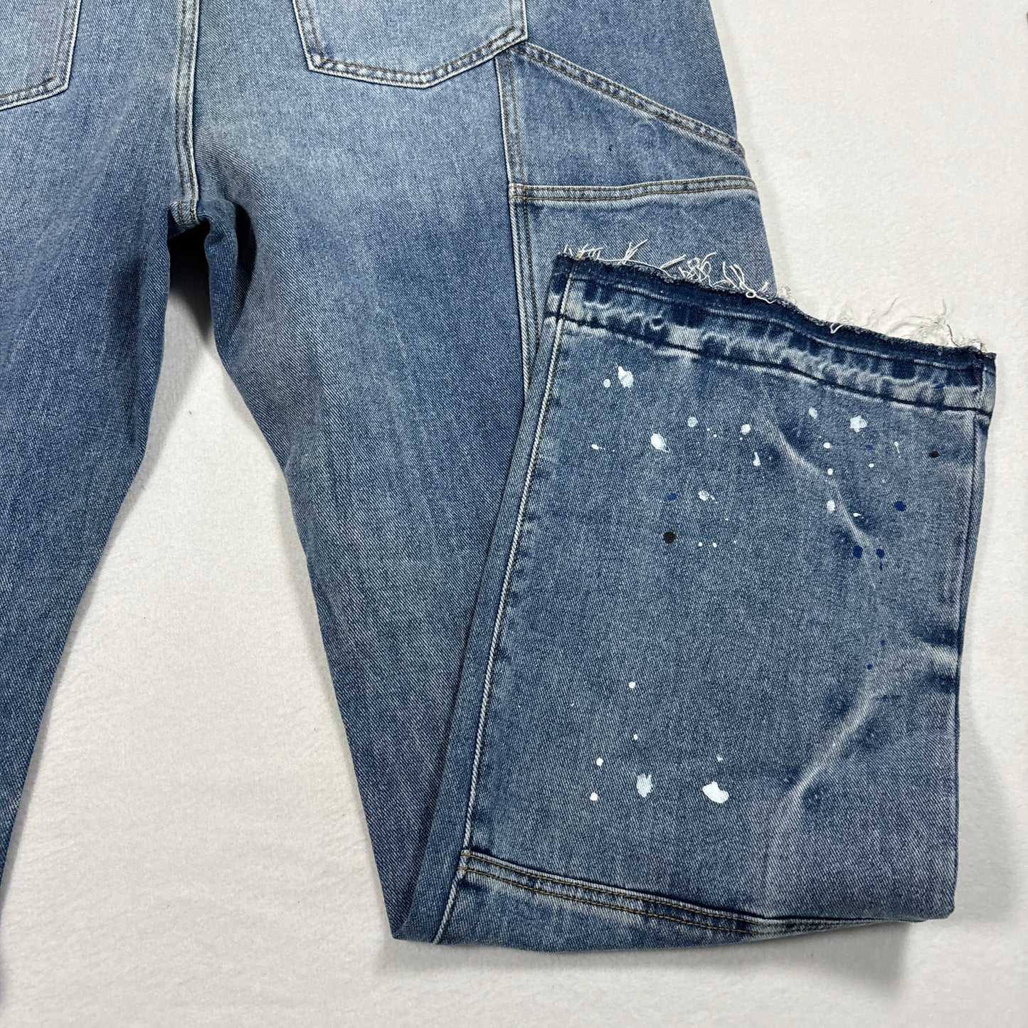 Nova Men Mens Jeans Size 42 Blue Paint Splatter Distressed Y2K Grunge Baggy