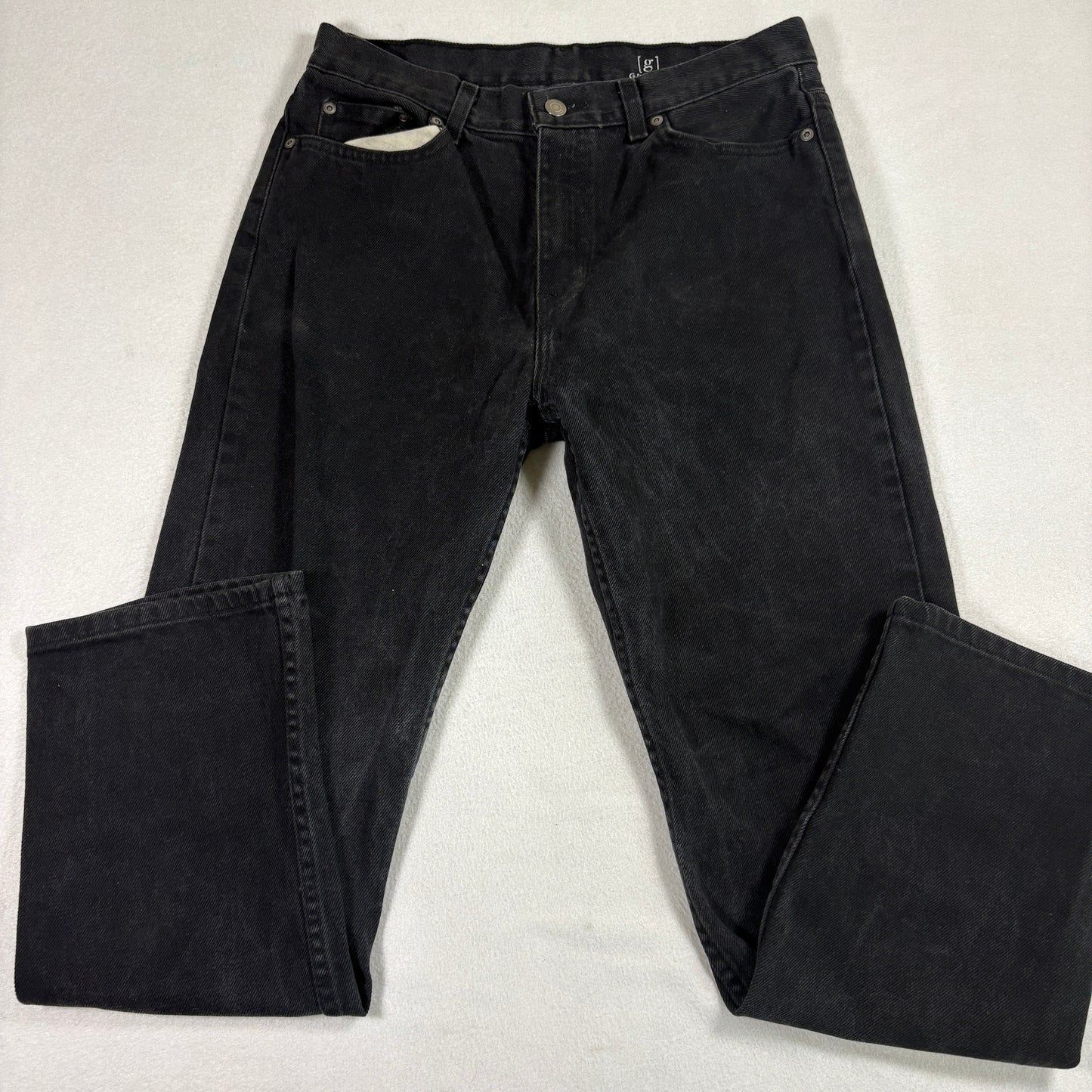 George Jeans Mens 31x30 Black Denim Regular Fit Classic Straight Vintage Style