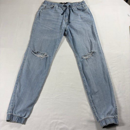 Hollister Jeans Mens M Light Wash Skinny Jogger Distressed Stretch Denim Y2K Fit