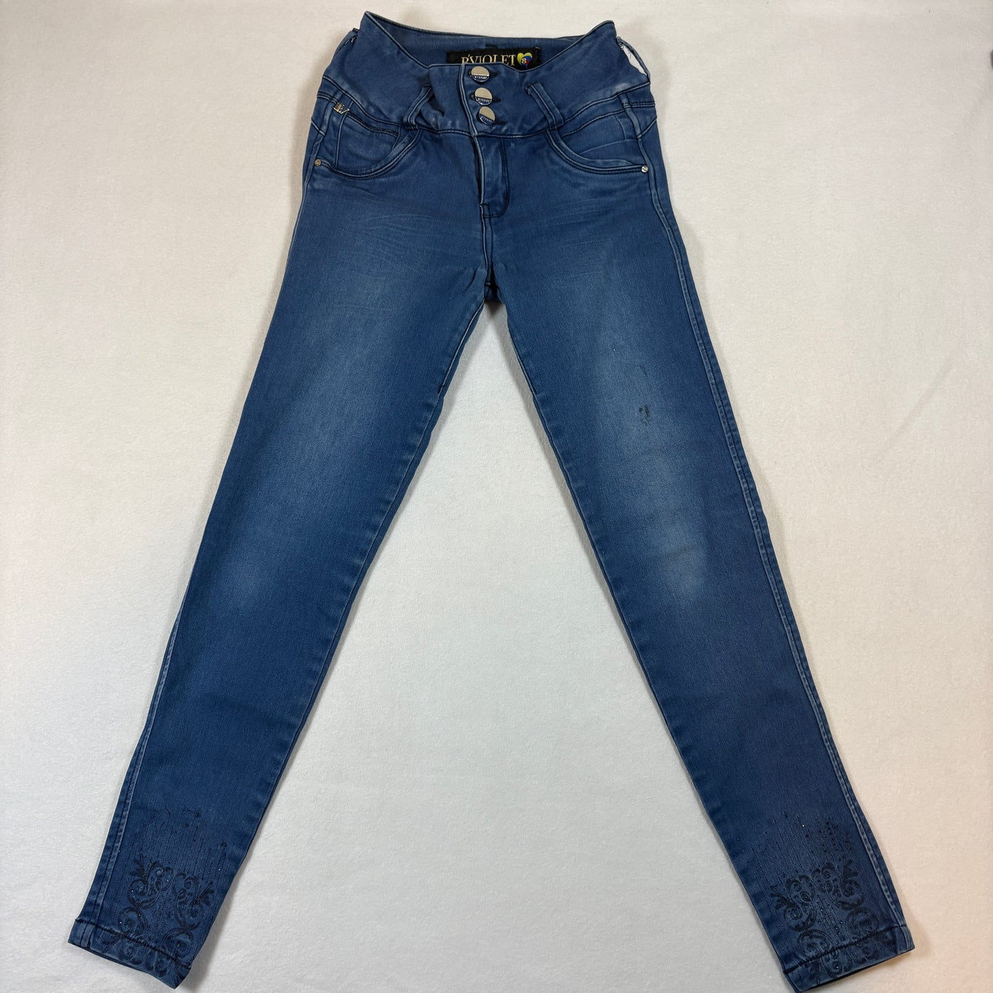 BViolet Womens Jeans Size 8 High Rise Skinny Stretch Denim Embroidered Y2K