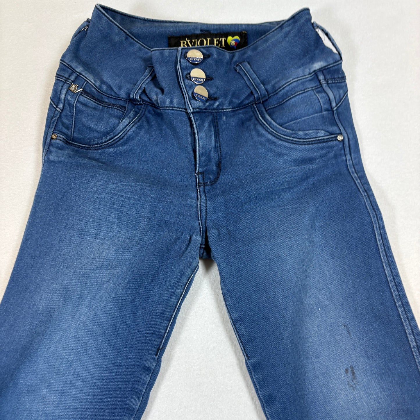 BViolet Womens Jeans Size 8 High Rise Skinny Stretch Denim Embroidered Y2K