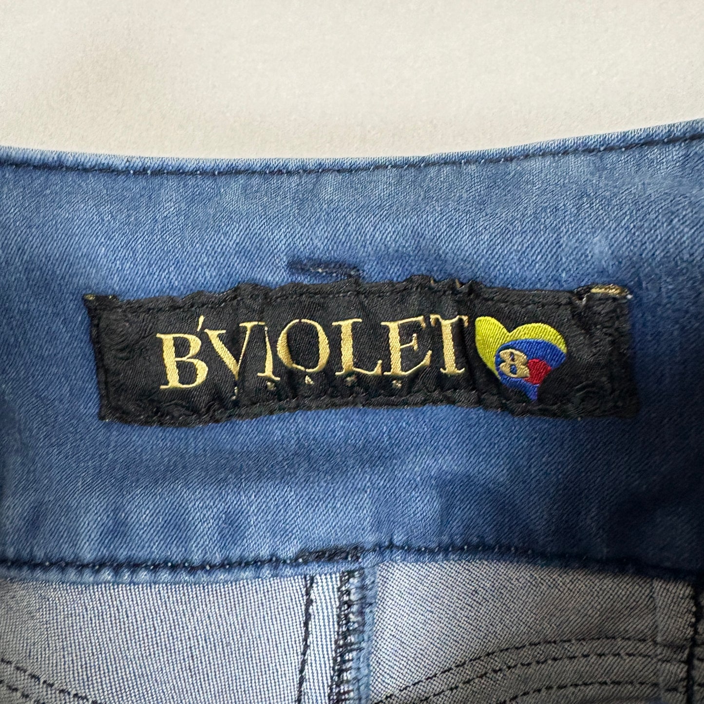 BViolet Womens Jeans Size 8 High Rise Skinny Stretch Denim Embroidered Y2K