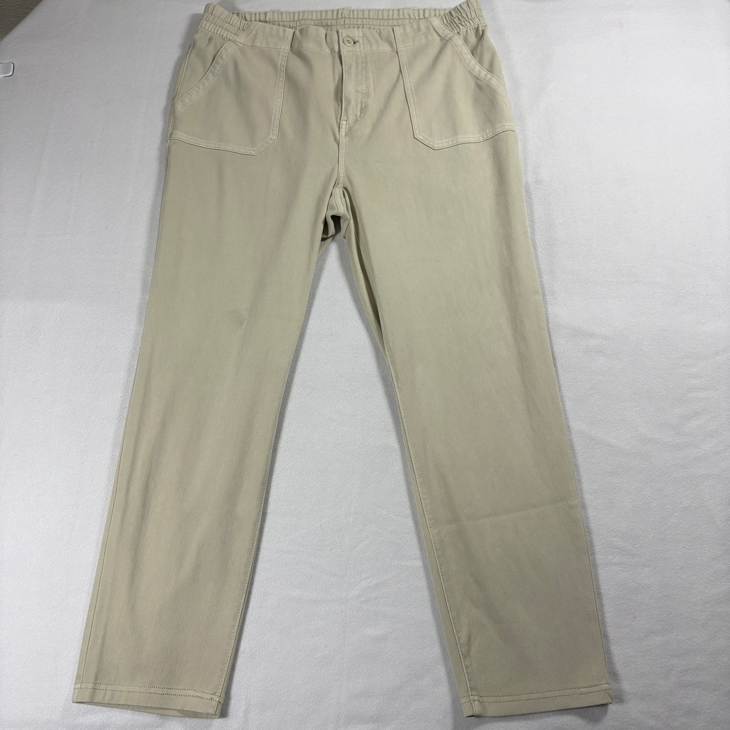 Breathe Pants Mens L Beige Elastic Waist Stretch Casual Minimal Streetwear Style